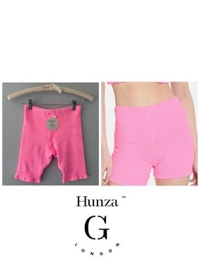 NWT - Hunza G Bright Pink High-Waist Textured Bike Shorts (one size)